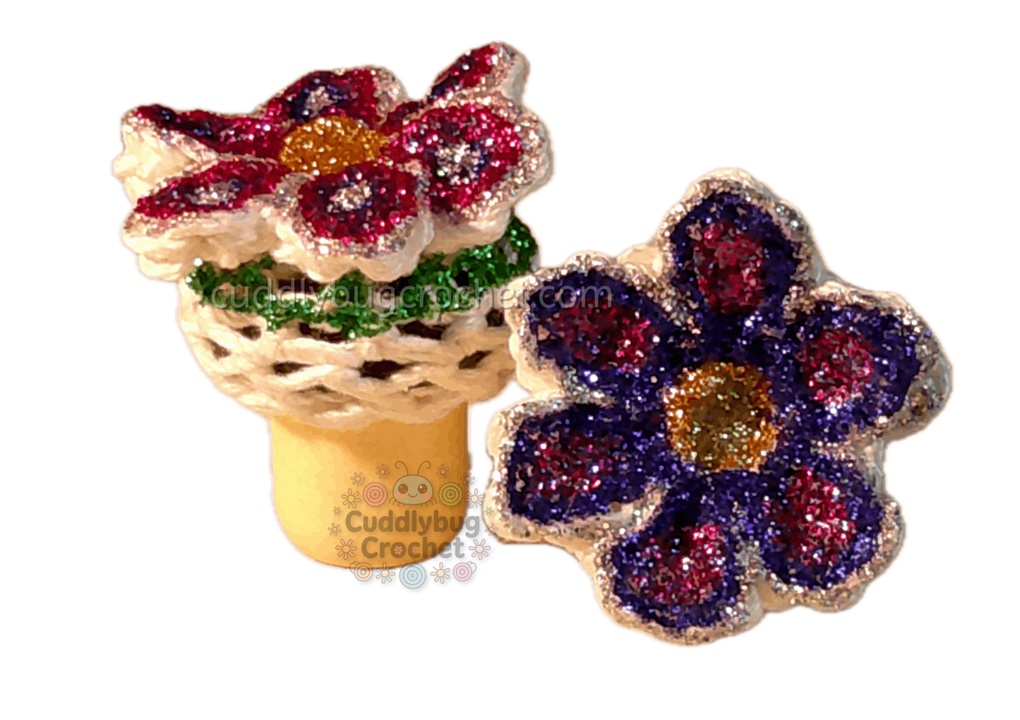 Crochet Painted Flower Bottle Stopper | Handmade | Seasonal Spring Decoration