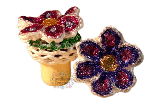 Crochet Painted Flower Bottle Stopper | Handmade | Seasonal Spring Decoration