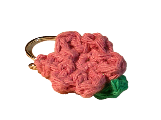 Crochet Pink Flower Keychain | Handmade Accessory | Decorative Keychain