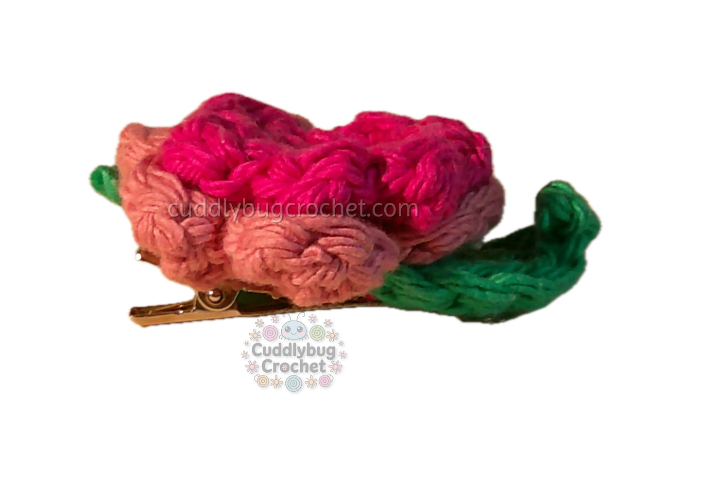 Crochet Pink Flower Hair Clip | Handmade Hair Accessory