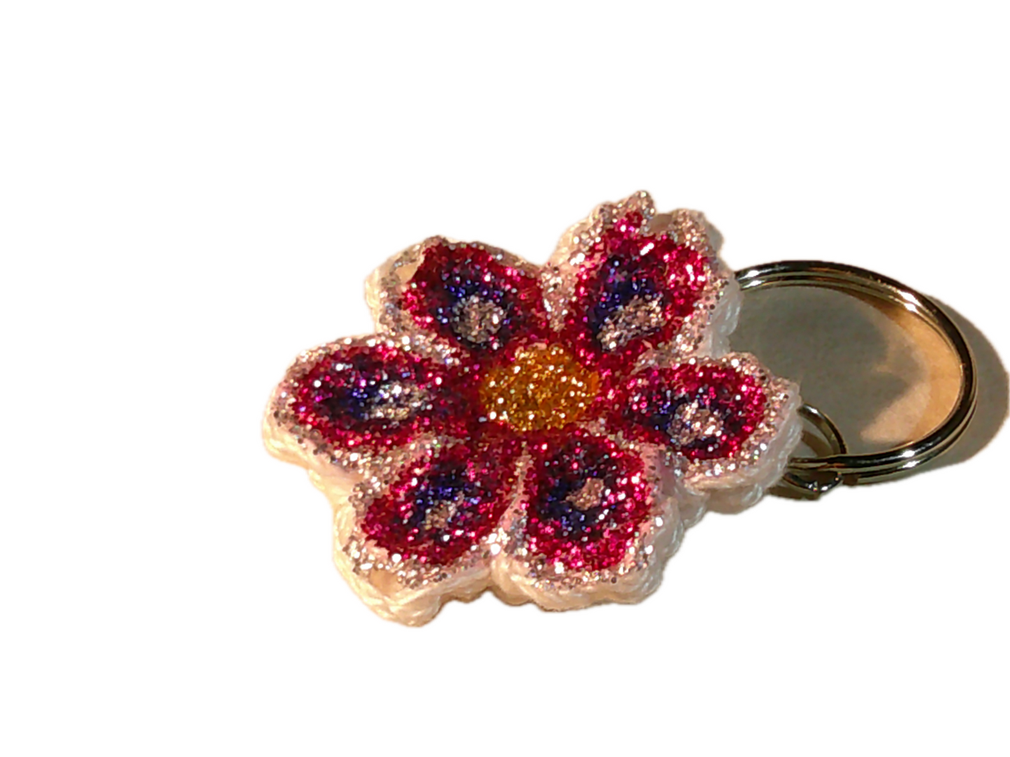 Crochet Painted Flower Keychain | Handmade Accessory | Decorative Keychain