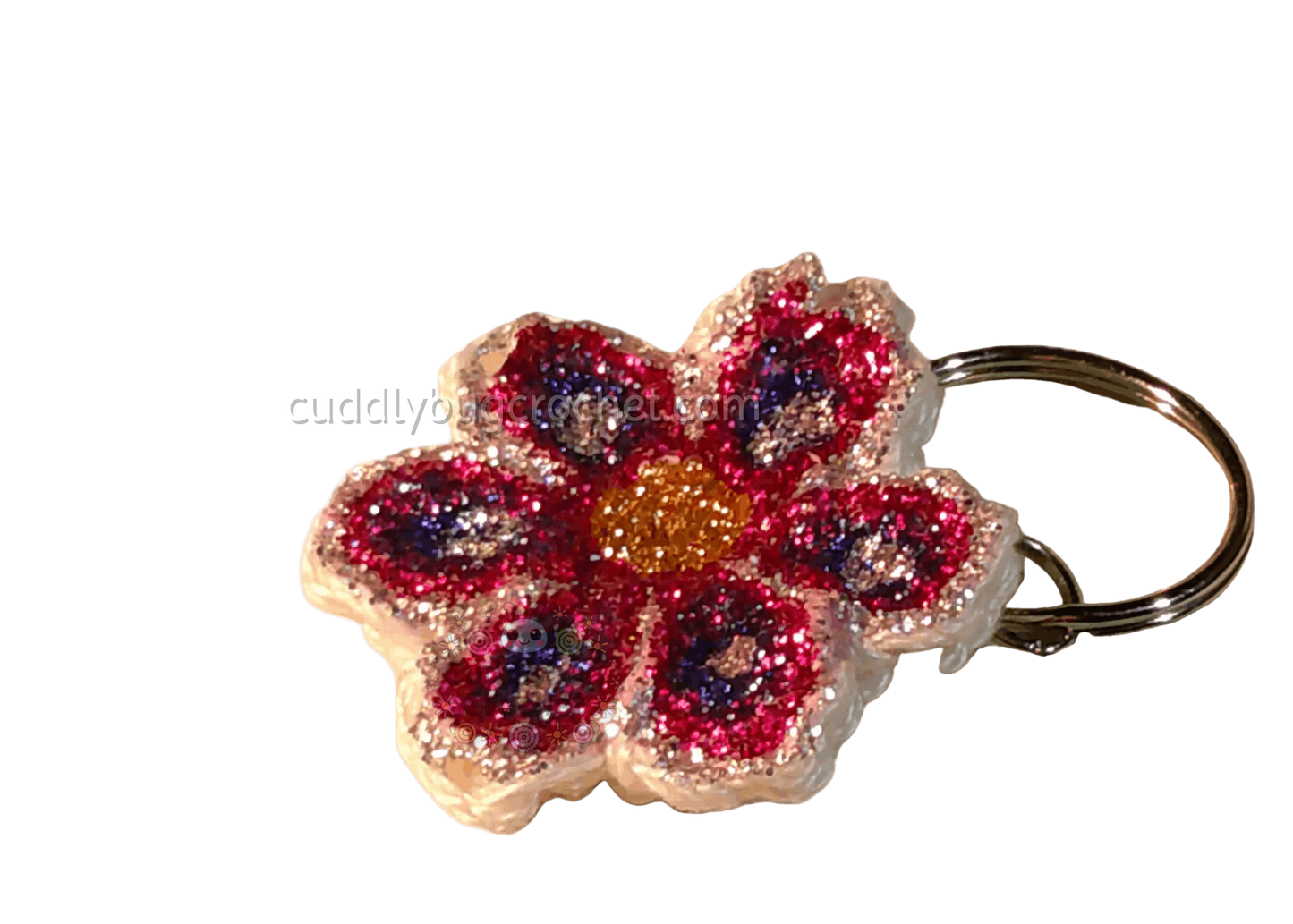 Crochet Painted Flower Keychain | Handmade Accessory | Decorative Keychain