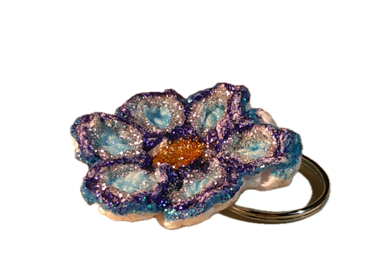 Crochet Painted Flower Keychain | Handmade Accessory | Decorative Keychain