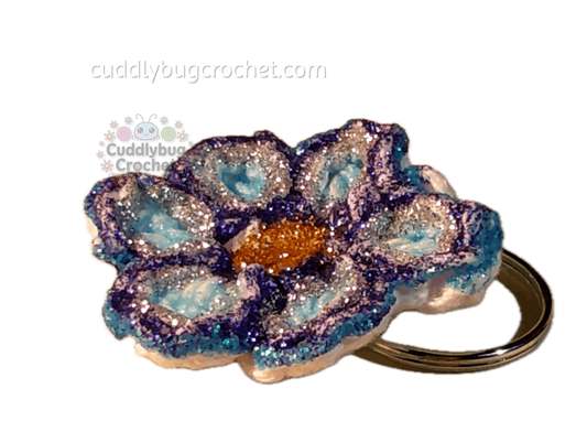 Crochet Painted Flower Keychain | Handmade Accessory | Decorative Keychain