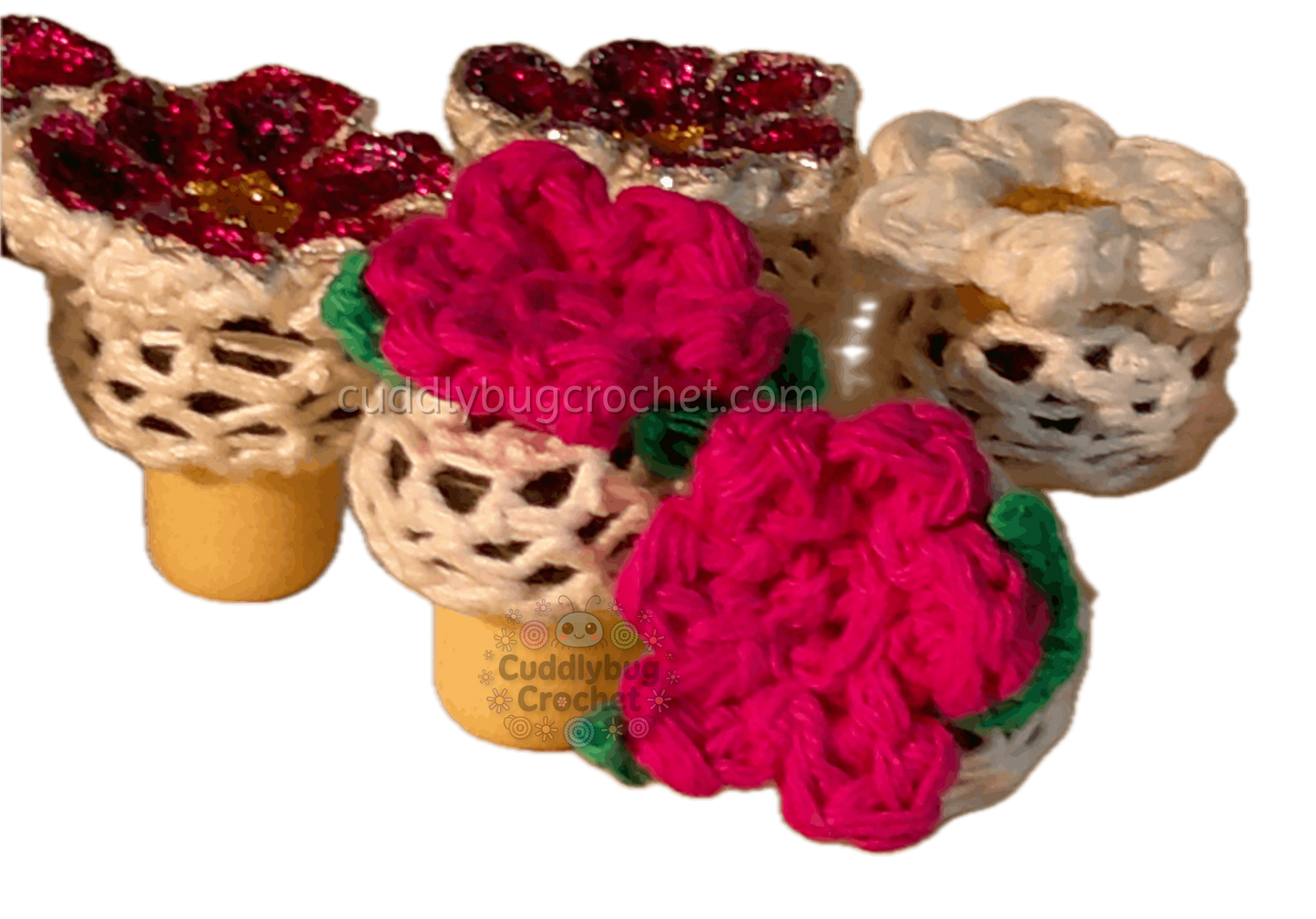 Crochet Pink Flower Bottle Stopper | Handmade | Seasonal Spring Decoration