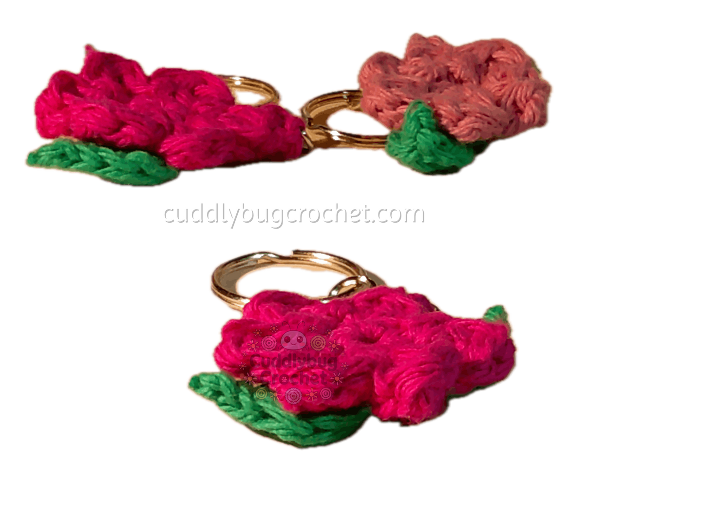 Crochet Pink Flower Keychain | Handmade Accessory | Decorative Keychain