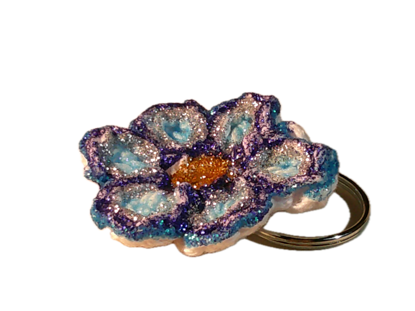Crochet Painted Flower Keychain | Handmade Accessory | Decorative Keychain