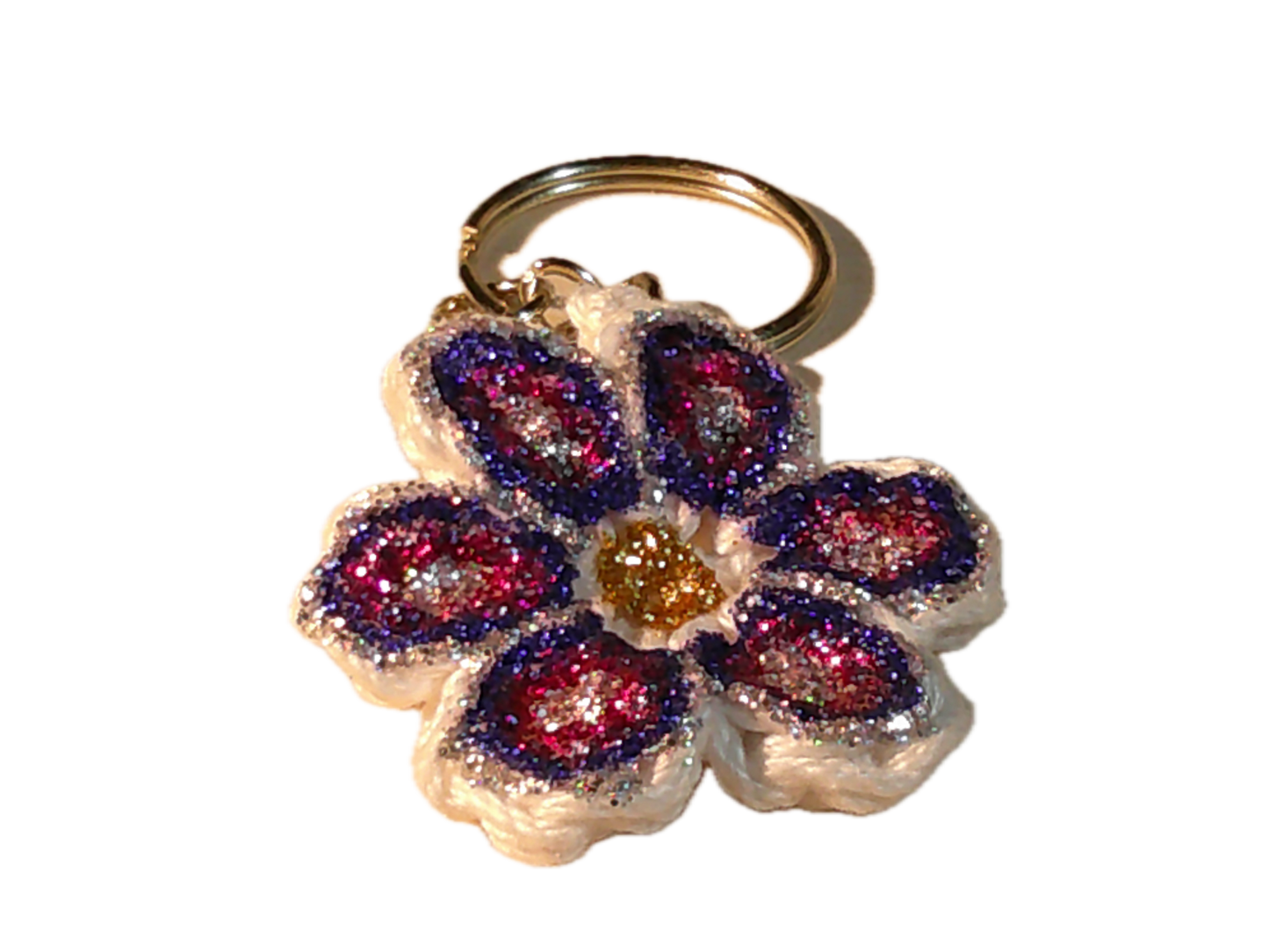 Crochet Painted Flower Keychain | Handmade Accessory | Decorative Keychain
